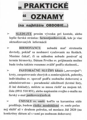 Farský oznam - plébániai hírdetés