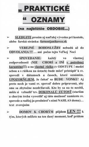 Farský oznam - plébániai hírdetés