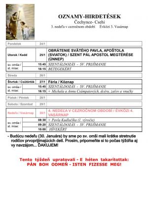 Farské oznamy-plébániai hírdetések
